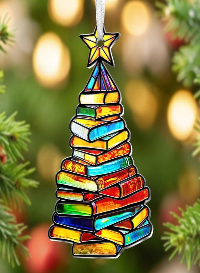 FLAGWIX Christmas Book Lovers Gifts for Women Men - Metal Christmas Ornaments 2025 for Tree Decorations - Reading Nerd Librarian Bookish Gifts for Book Lovers, Bookworm Gift for Friend Family - Image 1
